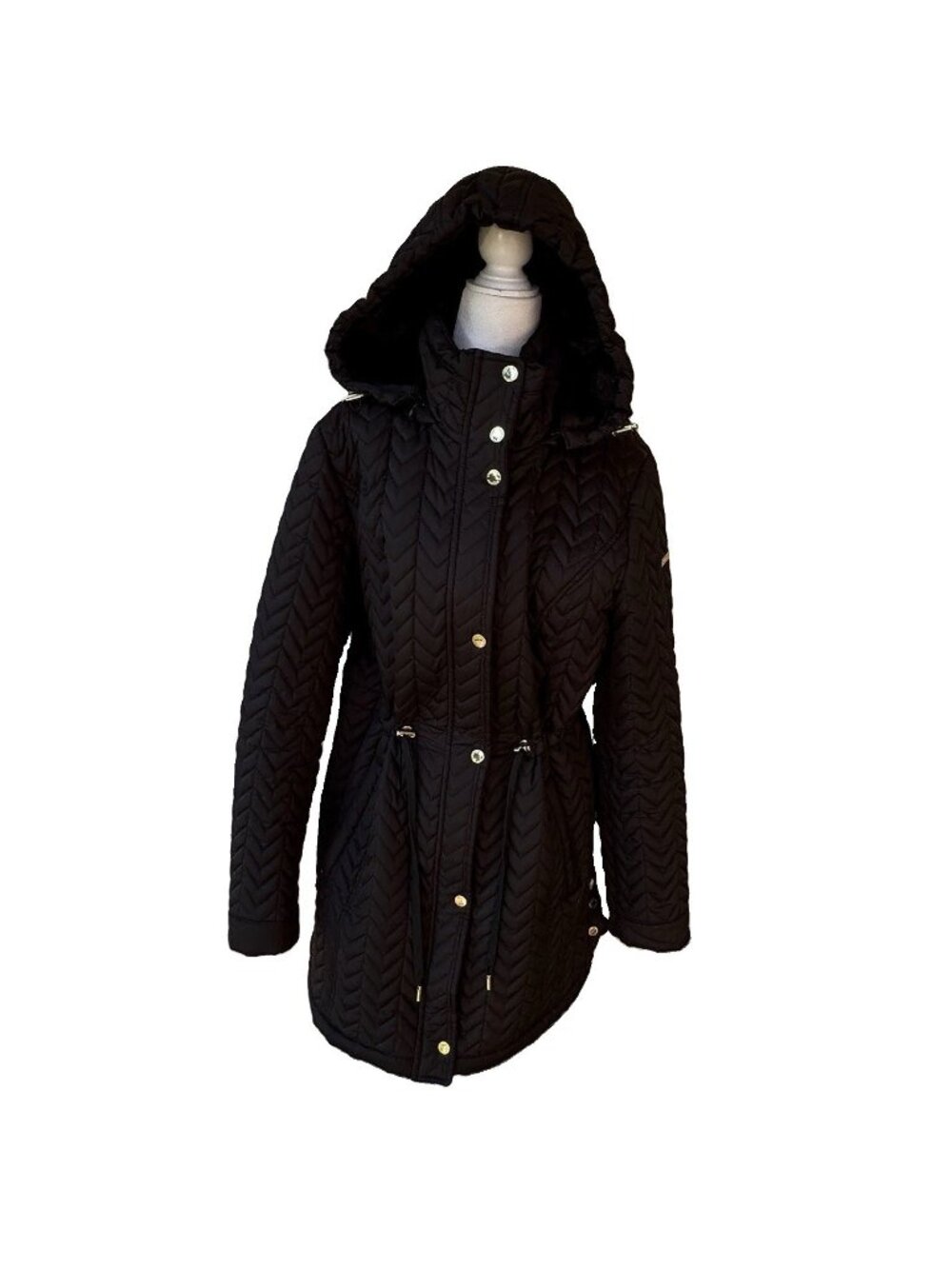 Laundry Shelli Segal Black Quilted Hooded Puffer Jacket Women’s Coat Large